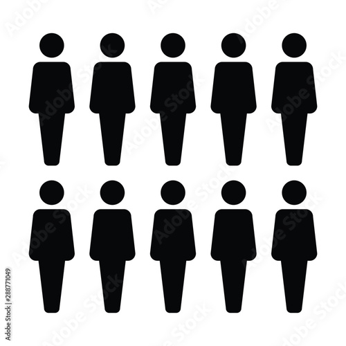 People icon vector male group of persons symbol avatar for business management team in flat color glyph pictogram illustration