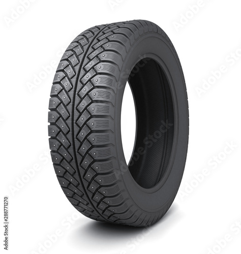 One winter tire car on white background