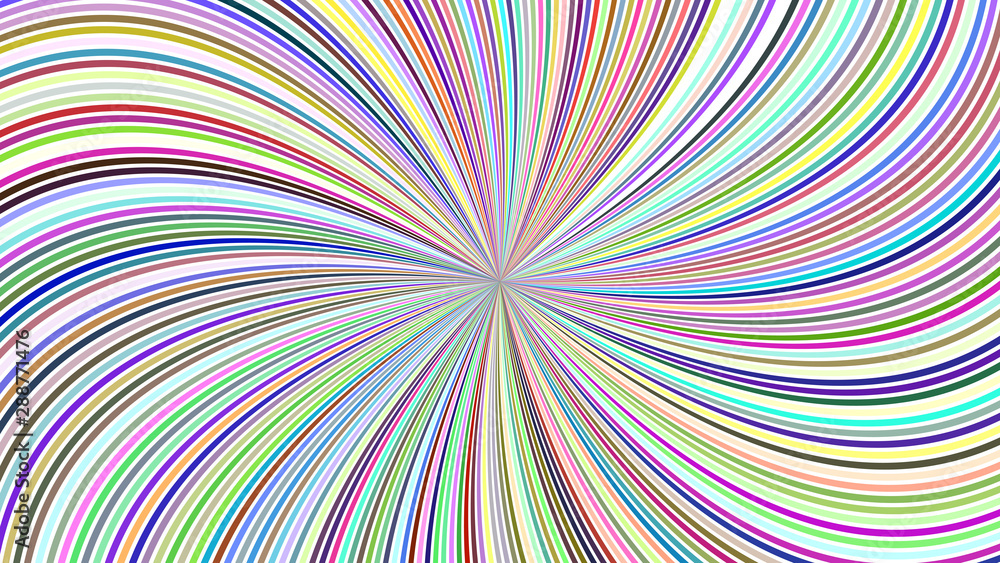 Multicolored hypnotic abstract spiral stripe background - vector curved ray burst design