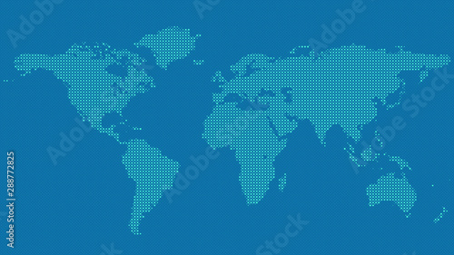 Halftone world map background - vector graphic from dots