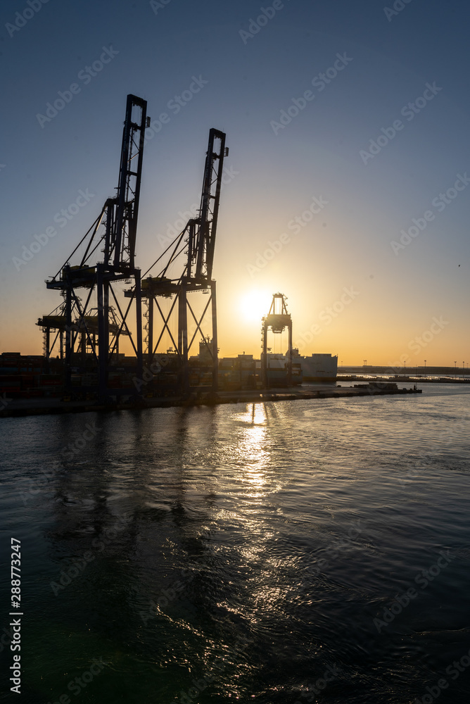 View of the port of valencia spain at sunset