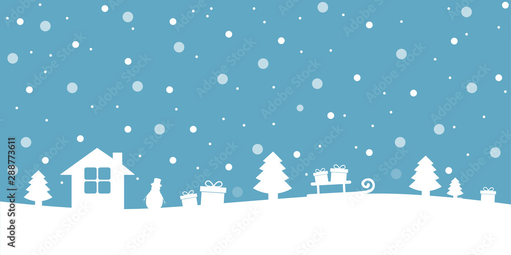 blue and white snowy christmas winter landscape vector illustration EPS10