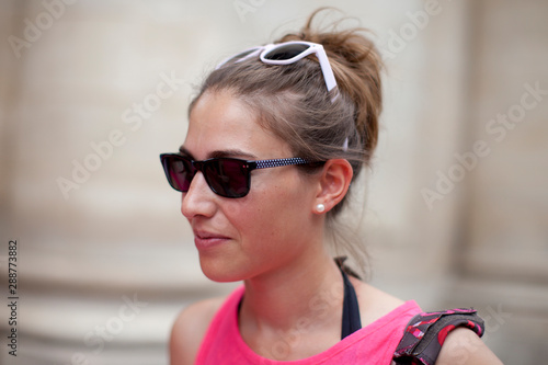 Young french girl in sunglasses