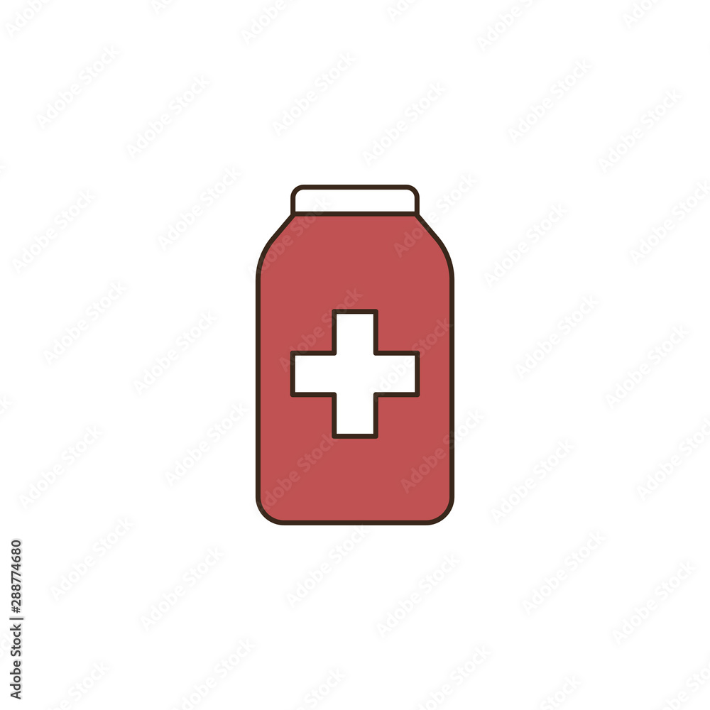 Medication bottle and caduceus symbols. Medication bottle and caduceus symbols.