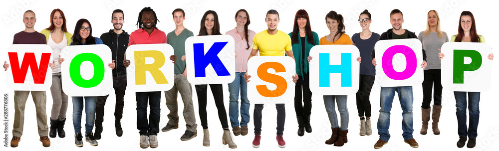 Workshop training education learning seminar coaching business concept group of young multi ethnic people Workshop training education learning seminar coaching business concept group of young multi ethnic people
