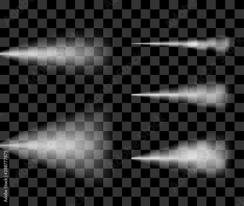 Water spray template. Steam effect set. Transparent vector illustration.