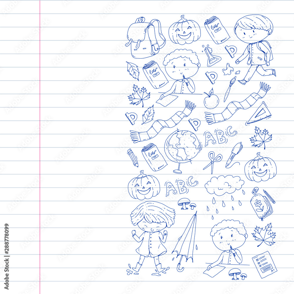 Back to school vector pattern. Education icons for children. Back to school vector pattern. Education icons for children.