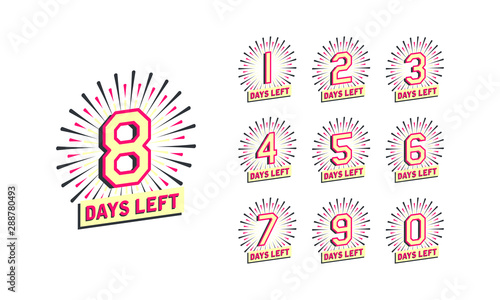 Number 1, 2, 3, 4, 5, 6, 7, 8, 9, 10 of days left Collection badges sale and promo