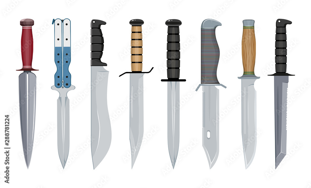 Types of Military Knives. Fighting Knife. Blade Types. American Tanto.  Steel Arms. Vector graphics to design. Stock Vector | Adobe Stock