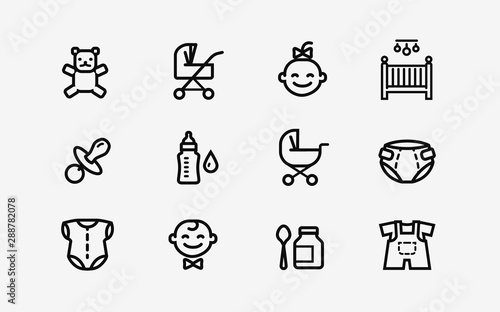 Baby products icon set. Childhood, child symbol. Vector illustration