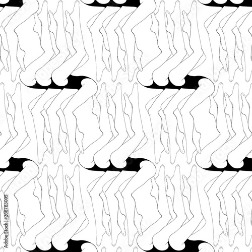 Vector pattern with hand drawn illustration of female legs isolated.