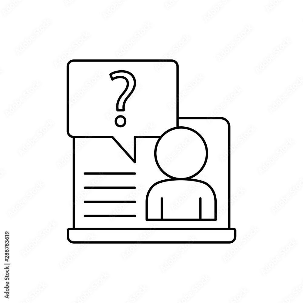 Laptop question browser icon. Element of user experience icon Laptop question browser icon. Element of user experience icon
