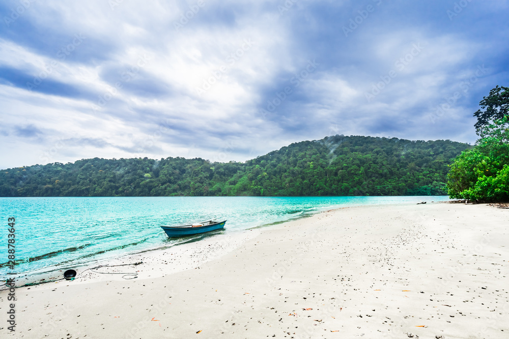 View on tropical beach in national park natural Utria next to Nuqui, Colombia