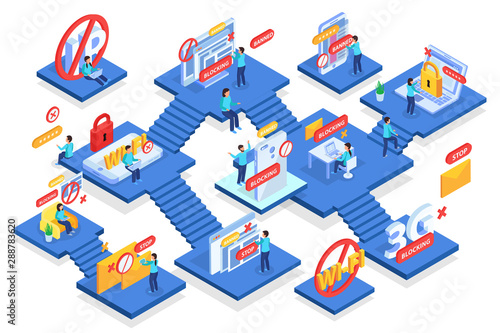 Internet Blocking Isometric Composition 