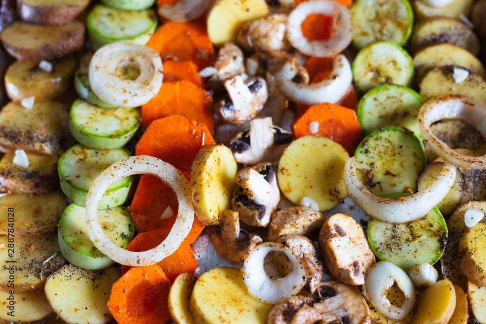 Close-up of vegetables assorti ready for grill. Stock Photo | Adobe Stock