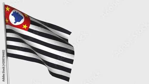 Sao Paulo waving flag illustration on flagpole.