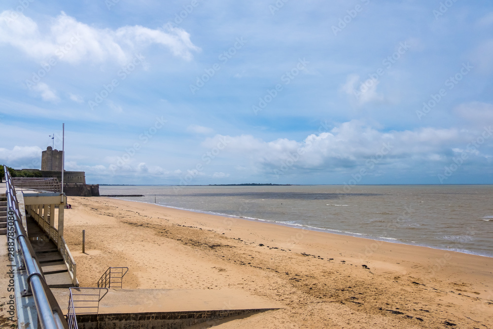 View on the Grande Plage and Fort Vauban in Fouras-les-Bains, Charente-Maritime, France