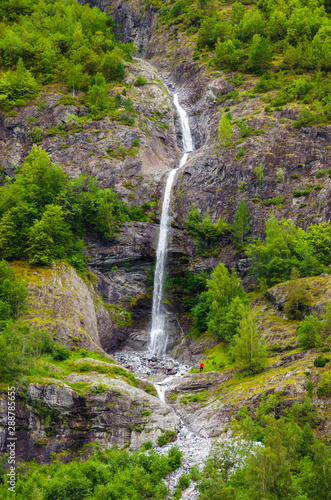 View on waterfall in Sognefjord, one of the most beautiful fjords in Norway