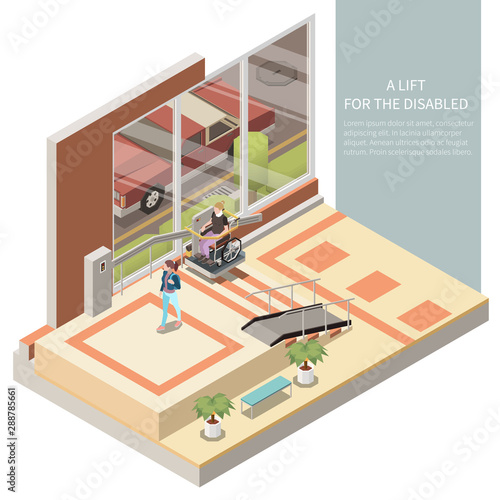 Lift Isometric Illustration