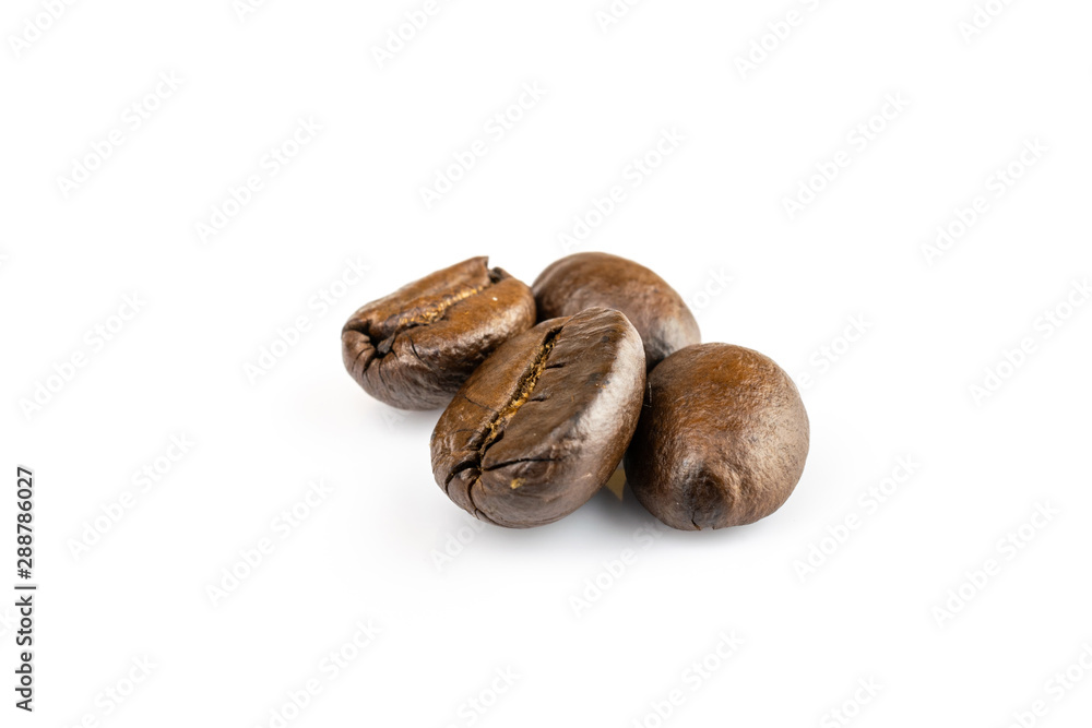 Pile coffee beans isolated on white background and texture Pile coffee beans isolated on white background and texture
