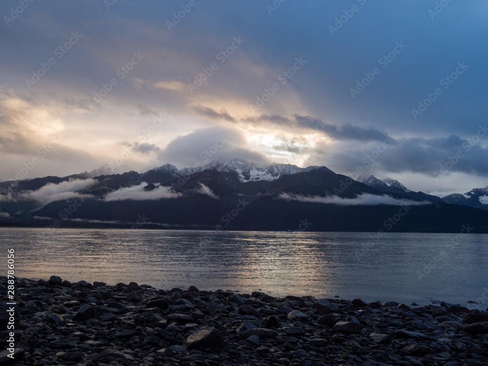 Ocean Bay and Mountains, Resurrection Bay, Alaska, Kenai Peninsula Ocean Bay and Mountains, Resurrection Bay, Alaska, Kenai Peninsula