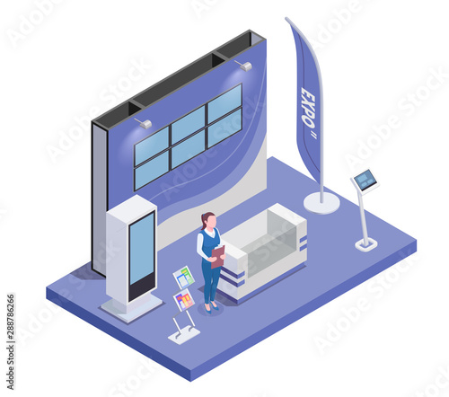 Expo Stand Isometric Composition