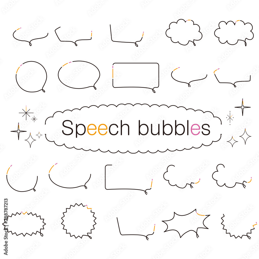 3色の線画 吹き出し 黒基調 Stock Vector Adobe Stock