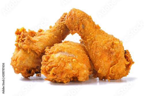 Photo of fried yellow crispy spicy chicken legs