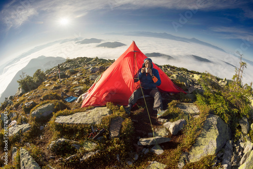 Red tent on top