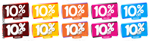 Set Sale bubble banners design template, discount 10% off tags, app icons, vector illustration 