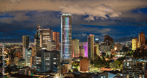 Bogota City Capital of Colombia Skyline Night Photography Pano