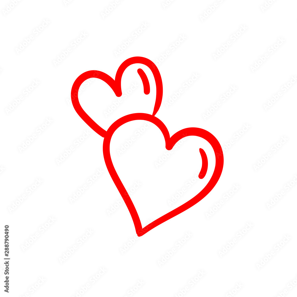 Two lovers hearts. Love symbol. Double heart doodle. Two lovers hearts. Love symbol. Double heart doodle.