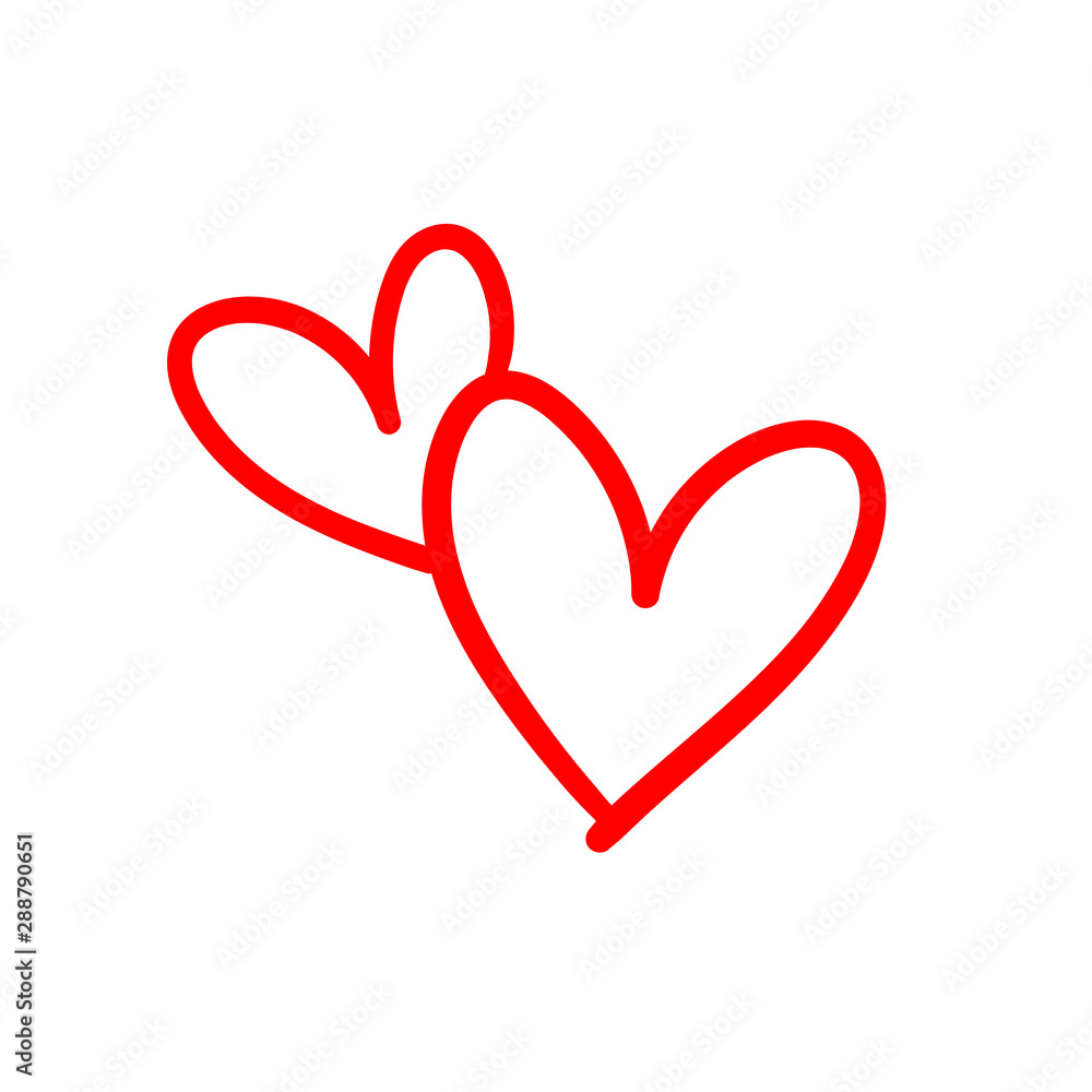 Two lovers hearts. Love symbol. Double heart doodle. Two lovers hearts. Love symbol. Double heart doodle.