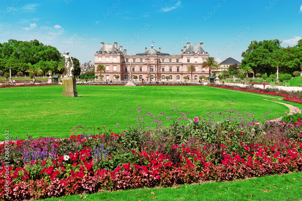 26 July 2019, Paris, France: famous tourist attraction is the Luxembourg Palace and garden in the old city of Paris. Tourism and travel to France
