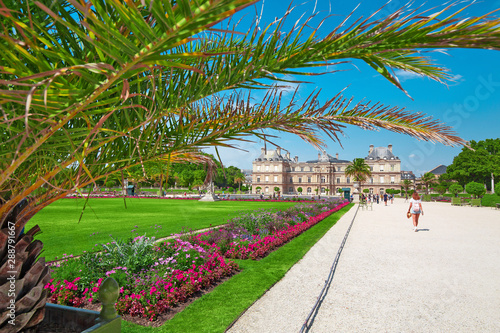 26 July 2019, Paris, France: Luxembourg Palace and decorative palms