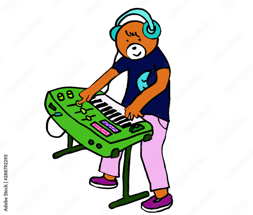 a bear playing synthesizer a bear playing synthesizer