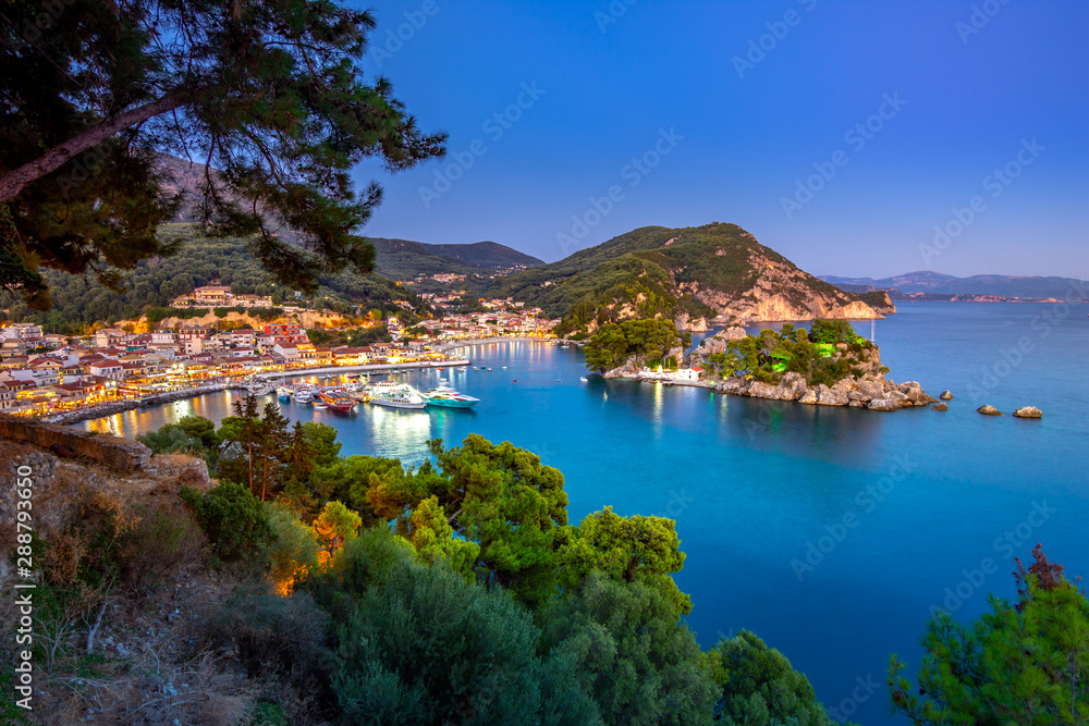 Panoramic view of scenic Parga city, Greece