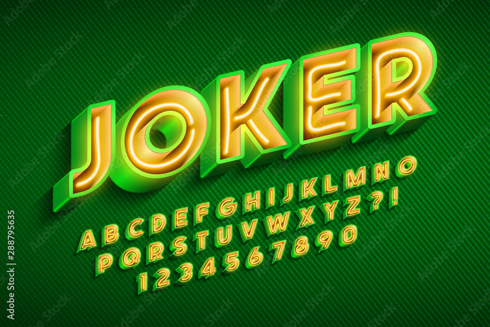 Neon light 3d alphabet, extra glowing original font. Neon light 3d alphabet, extra glowing original font.