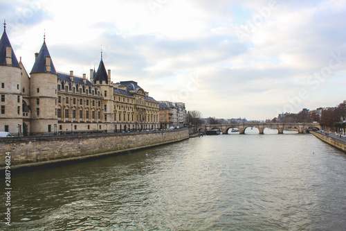 Seine River in the city of Paris, France