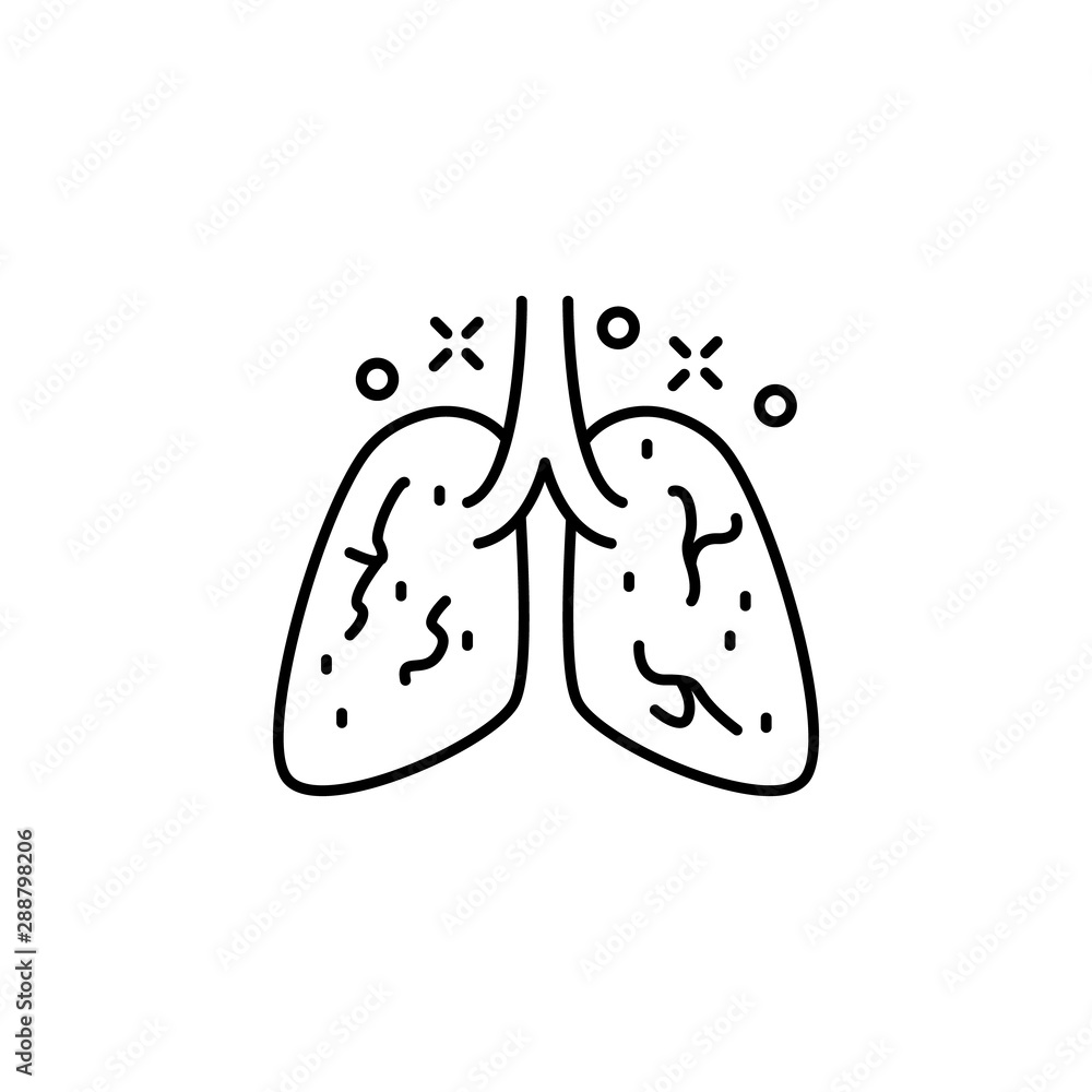 Lung cancer, illness icon. Element of quit smoking icon Lung cancer, illness icon. Element of quit smoking icon