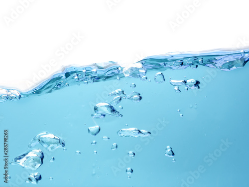 Water waves and bubbles in a white background