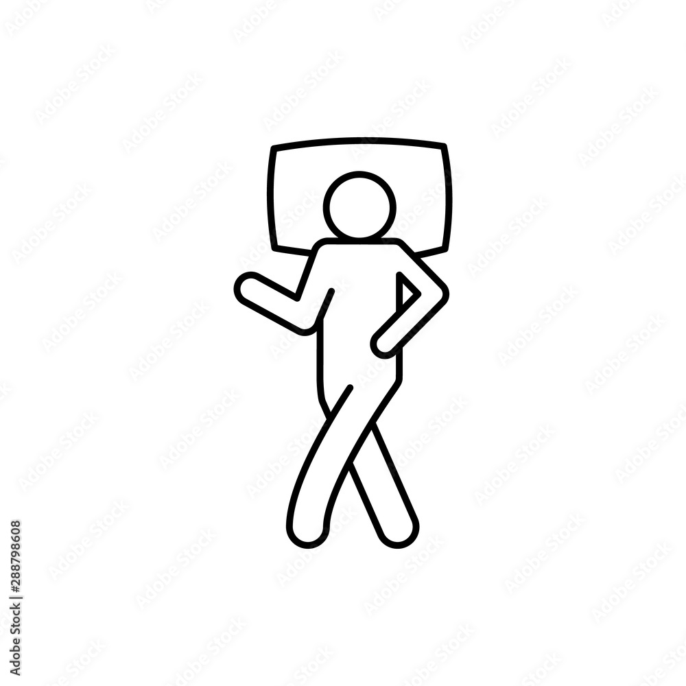 Sleep bed man sleeping vertical icon. Element of sleep pose icon Sleep bed man sleeping vertical icon. Element of sleep pose icon
