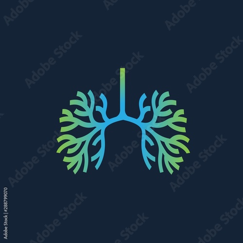 Lung human organ in neuron line art illustration medical health logo design