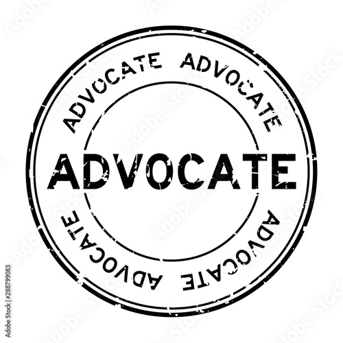 Grunge black advocate word round rubber seal business stamp on white background photo