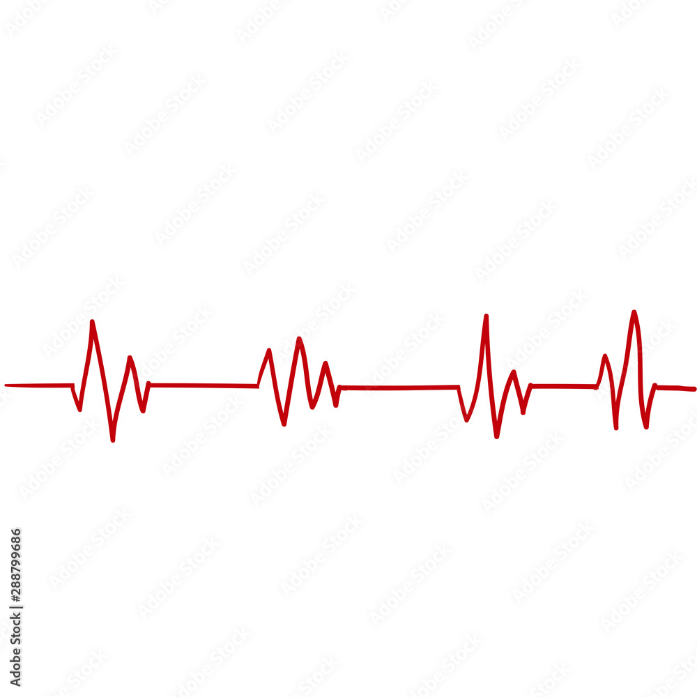 Heartbeat line. Pulse trace. EKG and Cardio symbol. Healthy and Medical concept handdrawn doodle illustration