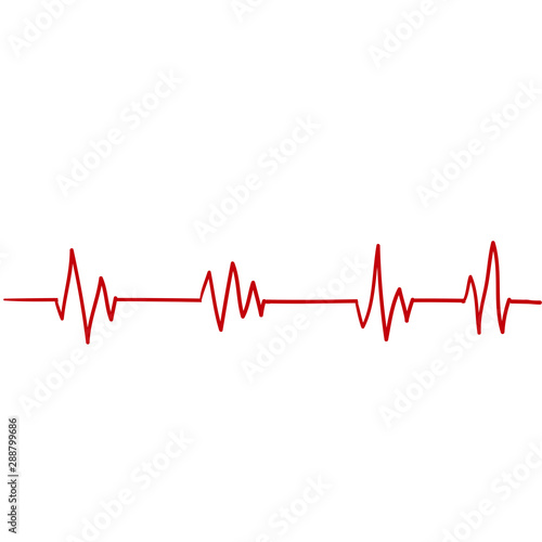 Heartbeat line. Pulse trace. EKG and Cardio symbol. Healthy and Medical concept handdrawn doodle illustration