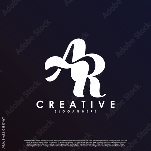 Letter AR A R logo initial overlapping interlock logo. Luxury vector mark logo template.