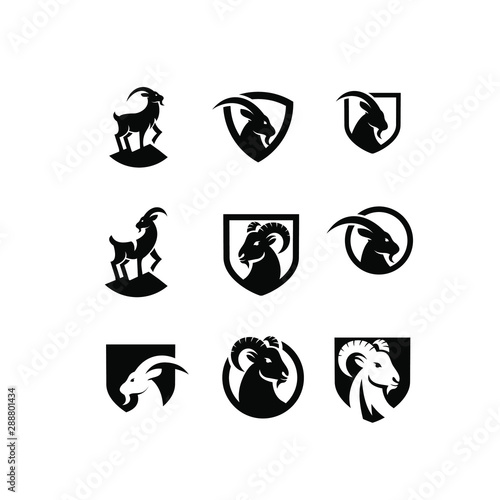 goat set logo icon design vector