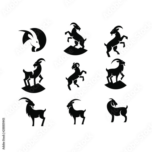 goat set logo icon design vector