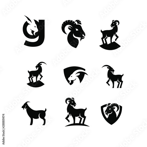goat set logo icon design vector